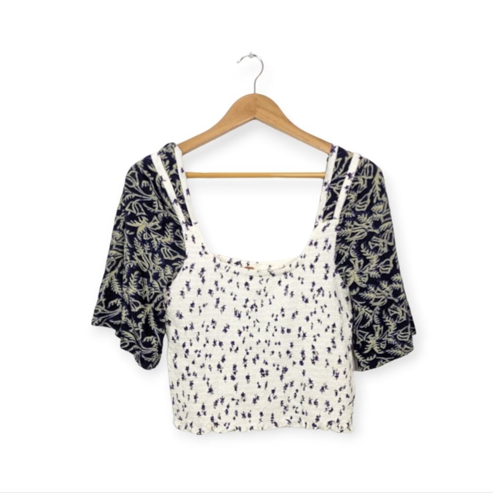 Free People Marigold Mix Print Smocked Top Sizem